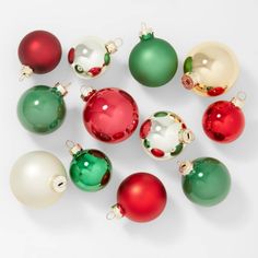 a group of christmas ornaments sitting on top of each other