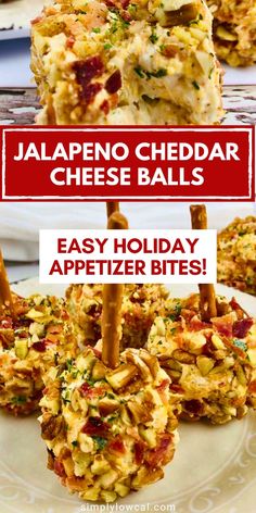 Here's one of our favorite holiday party appetizers and finger foods for a crowd! Jalapeno pimento cheese balls made with cheddar cheese, cream cheese, and chopped pecans are the perfect combination of creamy, savory, and spicy. If you like spicy appetizers or cheese appetizers, you'll love these delicious appetizer bites. Add these delicious and savory treats to your Christmas dinner menu and list of Christmas snacks to try this year. They’re a great choice for a Christmas party, potluck, or family feast! Pimento Cheese Appetizer Finger Foods, Pimento Cheese Balls, Christmas Party Potluck, Finger Foods For A Crowd, Jalapeno Pimento Cheese, Foods For A Crowd, Spicy Cheese Ball, Easy Holiday Party Appetizers