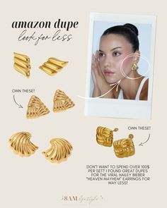 Great dupes for the trendy Heaven Mayhem, as seen on Hailey Bieber. Love these gold earrings! #amazon #haileybieber #hailey #earrings #gold #goldearring #amazonaffiliate #amazonfashionfinds #fashion #trendy #trending Hailey Baldwin Earrings, Hailey Bieber Accessories, Heaven Mayhem Earrings, Jewelry Trend 2024, Hailey Bieber Earrings, Hailey Bieber Jewelry, Hailey Earrings, Heaven Mayhem, Earrings Amazon