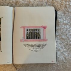 an open notebook with pictures and writing on it