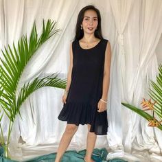 Black Eclipse Dress Black Midi Dress Hi Low Black Dress | Etsy Black Flowy Sleeveless Beach Dress, Black Ruffle Hem Midi Dress For Beach, Black Dress With Ruffle Hem For Vacation, Black Ruffle Hem Dress For Vacation, Black Dress Spring, Plus Size Black Dress, Chic Black Dress, Plus Size Black Dresses, Short Noir