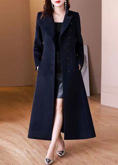 Elegant Navy Peter Pan Collar Button Woolen Long Coat WinterFabric: WoolenSize & Fit: Fit: This garment fits true to size.Length: Size S measures 49.53"from shoulder to hemBust: Great for any cup size. Waist: Loose Fit. Comfortable room throughout midsection.Hip: Loose Fit - room for hips. Hand Wash Cold. Winter Button-up Wool Coat With Button Closure, Winter Wool Button-up Coat, Formal Pea Coat With Stand Collar And Button Closure, Double-breasted Wool Coat With Pockets, Button-up Wool Coat For Winter, Winter Wool Button-up Coat With Buttons, Long Pea Coat With Button Closure For Fall, Elegant Winter Pea Coat With Button-up, Elegant Button-up Pea Coat For Winter