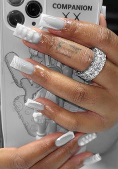 Silver Themed Nails, Grey Nail Designs Short, Boyfriend Name On Nails, Grey Nails Short, Gray Nails Design, Short Grey Nails, Grey And White Nails, Baddies Nails, Acrylic Nail Designs Classy