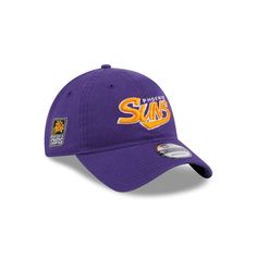 The Phoenix Suns Throwback 9TWENTY Adjustable Cap features an embroidered Suns wordmark at the front panels with a matching team logo patch at the right-wear side and an adjustable D-Ring closure at the rear. Collegiate Snapback Hat With Logo Patch For Sports, Sporty Hats With Logo Patch For Sports Events, Throwback Baseball Cap With Embroidered Logo For Game Day, Team-colored Cotton Baseball Cap For Sports, Collegiate Baseball Cap With Logo For Sports Events, Collegiate Baseball Cap With Logo Patch For Sports, Cotton Snapback Hat With Logo For Sports Events, Casual Baseball Cap With Team Logo For Sports Events, Sports Cotton Hat With Logo