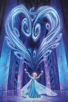 a frozen princess standing in front of a stage