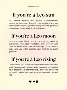 an advertisement with the words if you're a leo sun, if you're a leo rising