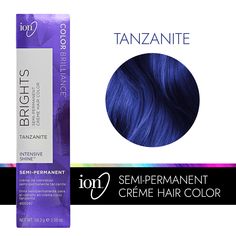 ion Color Brilliance Semi-Permanent Brights Hair Color are high-fashion hair colors designed to give vivid, boldly intense results | Ion Tanzanite Semi Permanent Hair Color | Blue | 2.05 oz. | Sally Beauty Ion Color Brilliance Brights, Ion Hair Colors, Indigo Hair, Ion Color Brilliance, Hair Colour Design, High Fashion Hair, Dyed Hair Blue, Hair Color Brands, Bright Hair Colors