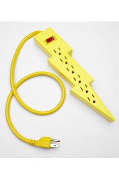 a yellow power strip with an extension cord