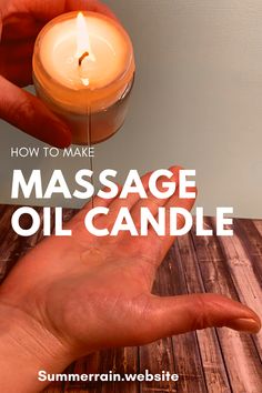 Learn to make this massage oil candle. The candle heats up the massage oil for your massage. The oils that are used are specially selected to give you a good slip like you would expect from a massage oil and to ensure they don’t absorb too quickly. Diy Body Massage Candle, Massage Lotion Recipe, Body Serum Candle Recipe, How To Make Massage Candles, Massage Oil Candle Recipe, Candle Massage Oil, How To Make Massage Oil, Body Oil Candle Recipe, Lotion Candles Diy