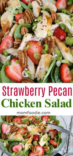 this strawberry pecan chicken salad is loaded with fresh fruit and nuts