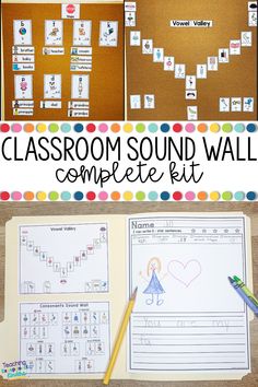 the classroom sound wall complete kit with pictures and writing materials for each student to use