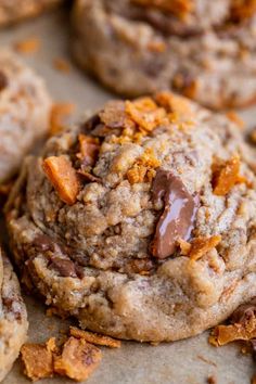 chocolate chip cookies with peanut butter on top