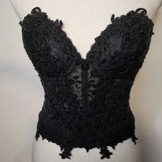 This Sexy Lace Black Sequins Corset With Bustier Bra Well Constructed And Gives Great Support. The Stunning Embroidery Is A Work Of Art Size 34c Excellent Condition Black Laces, Wisteria, Black Sequins, Women's Intimates, Embroidery, Bra, Lace, Women Shopping, Quick Saves