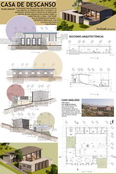 an architectural plan for a house in the desert with lots of details and information on it