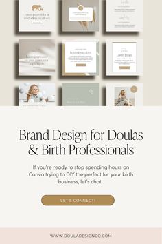 the brand design for douglas & birth professionals is displayed in front of a white background