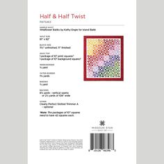 the back cover of half and half twist, with an image of a square pattern on it