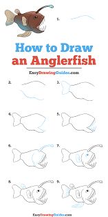 how to draw an anglerfish step by step instructions for children and beginners