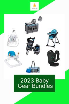 the baby gear bundle is shown in green and white with text overlaying it