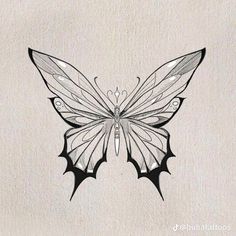 a black and white drawing of a butterfly