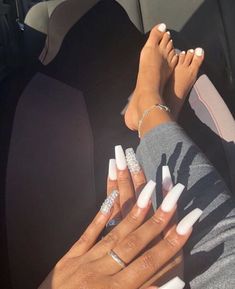 White Acrylic Nails, Birthday Nails, Nail Polishes, Square Nails