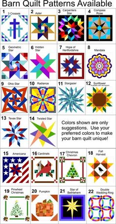 an image of different quilt patterns