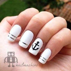 Beach Wedding Nails, Nautical Nail Art, Nail Art Mariage, Anchor Nails, Cruise Nails