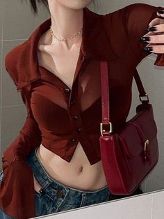 Sheer Crop Top, Diy Vetement, Stil Inspiration, Fashion Aesthetic, Casual Style Outfits, Grunge Outfits, Mode Outfits, Look Fashion