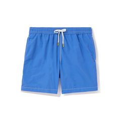 When packing for sandy shores, a pair of classic swim shorts is a must. Hartford's are made from quick-drying shell and cut straight in a mid-length profile that hits a few inches above the knee. There's a functional pocket on the back, too. Blue Bermuda Swim Trunks For Beachwear, Blue Bermuda Swimwear For Beachwear, Blue Athletic Shorts For Pool, Blue Beachwear Athletic Shorts For Pool, Blue Bermuda Swim Trunks For Summer, Blue Bermuda Swimwear For Vacation, Blue Athletic Shorts With Elastic Waistband For Beach Season, Blue Athletic Shorts For The Beach, Beach Swim Trunks With Pockets