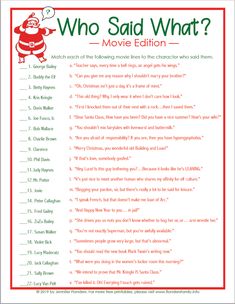 the santa clause who said what? movie edition worksheet for kids and adults