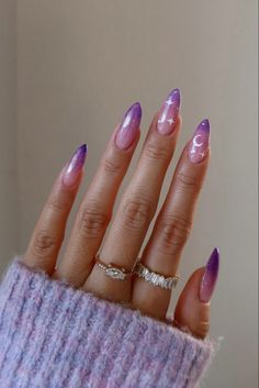 Purple nails pink nails hallowen nails Nail Design Gold, Black Prom Nails, Ongles Gel Violet, Blue Prom Nails, Light Purple Nails