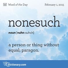 a blue sky with clouds and the words nonesuch in black on it's bottom corner