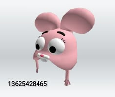 an animated pink mouse with big eyes