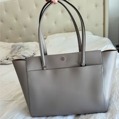 Beautiful Tory Burch Bag! Originally Purchased In 2020 In Grey. Can Fit Laptop Easily, Clothes, Etc. Don’t Need Anyone Because I’m Working From Home But I Love This Bag! Everyday Tan Bag With Magnetic Closure, Large Purse, Tory Burch Bags, Tory Burch Bag, Womens Tote Bags, Working From Home, From Home, Tory Burch, Love This