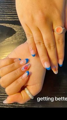 Cute Nails Acrylic Design, Gel X Nail Ideas Square, Cute Nail Inspo Simple, Cute Nails 2024, Summer Nails Blue Evil Eye, Cute Short Gel Nails Evil Eye, Blue Aura Nails Short, Nails Back To School, Blue And Orange Aura Nails