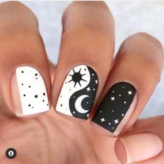 Yin Yang Nails, Ying Yang Nails, Nail Patterns, Nail Design Ideas, Ying Yang, Pretty Acrylic Nails, Cute Nail, Art Tools, Nail Art Tools