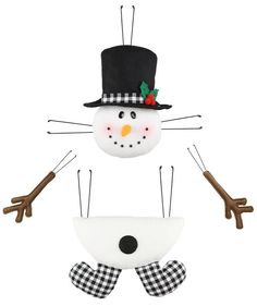 Plush Snowman Kit: Blk/Wht Check - XC6194 - The Wreath Shop Wreath Making Kits, Snowman Kit, Frosty Snowman, Wreath Frames, Wreath Kit, Wreath Attachments, Sports Wreaths, Snowman Decor, Wreath Making Supplies