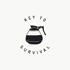 a black and white logo with the words, key to survival on it's left side