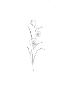 a black and white drawing of some flowers