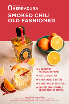 an advertisement with oranges and alcohol on it