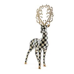 MacKenzie-Childs | Glam Up Standing Deer Wine Christmas Gifts, Deer Statues, Deer Ornament, Deer Stand, Decorative Spheres, Glass Ball Ornaments, Black White Gold