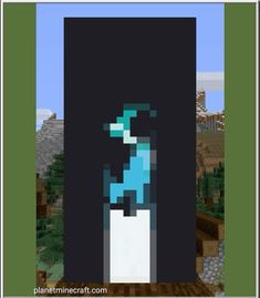 an image of a blue and white vase in the middle of a minecraft scene