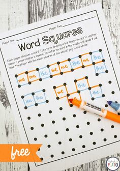 a printable word search game for kids to practice sight words and spelling the word squares