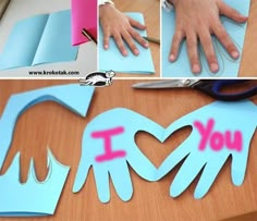 some paper cutouts are being used to make handprints for mother's day crafts