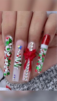 Nail Noel, Holiday Nail Designs, Winter Nails Acrylic, Fall Acrylic Nails, Long Acrylic Nails Coffin, Acrylic Nails Coffin Pink, Christmas Nails Acrylic