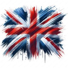 the british flag is painted in red, white and blue with grungy paint