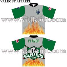 the front and back of a soccer jersey with flames on it, which reads player