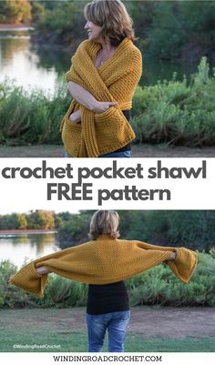 the crochet pocket shawl is free pattern