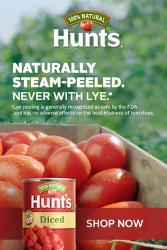 a can of hunt's diced tomatoes with the caption, no artificial preservaties or ingredients