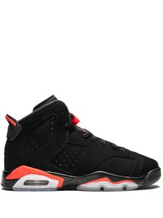 the nike air jordan 6 retro is available in black and infrared orange, with white outs