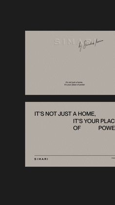 two business cards with the words it's not just a home, it's your place of power